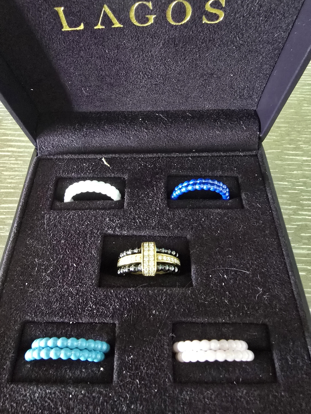 Lagos Women’s Diamond Gold and Multicolor Bead Ring Set